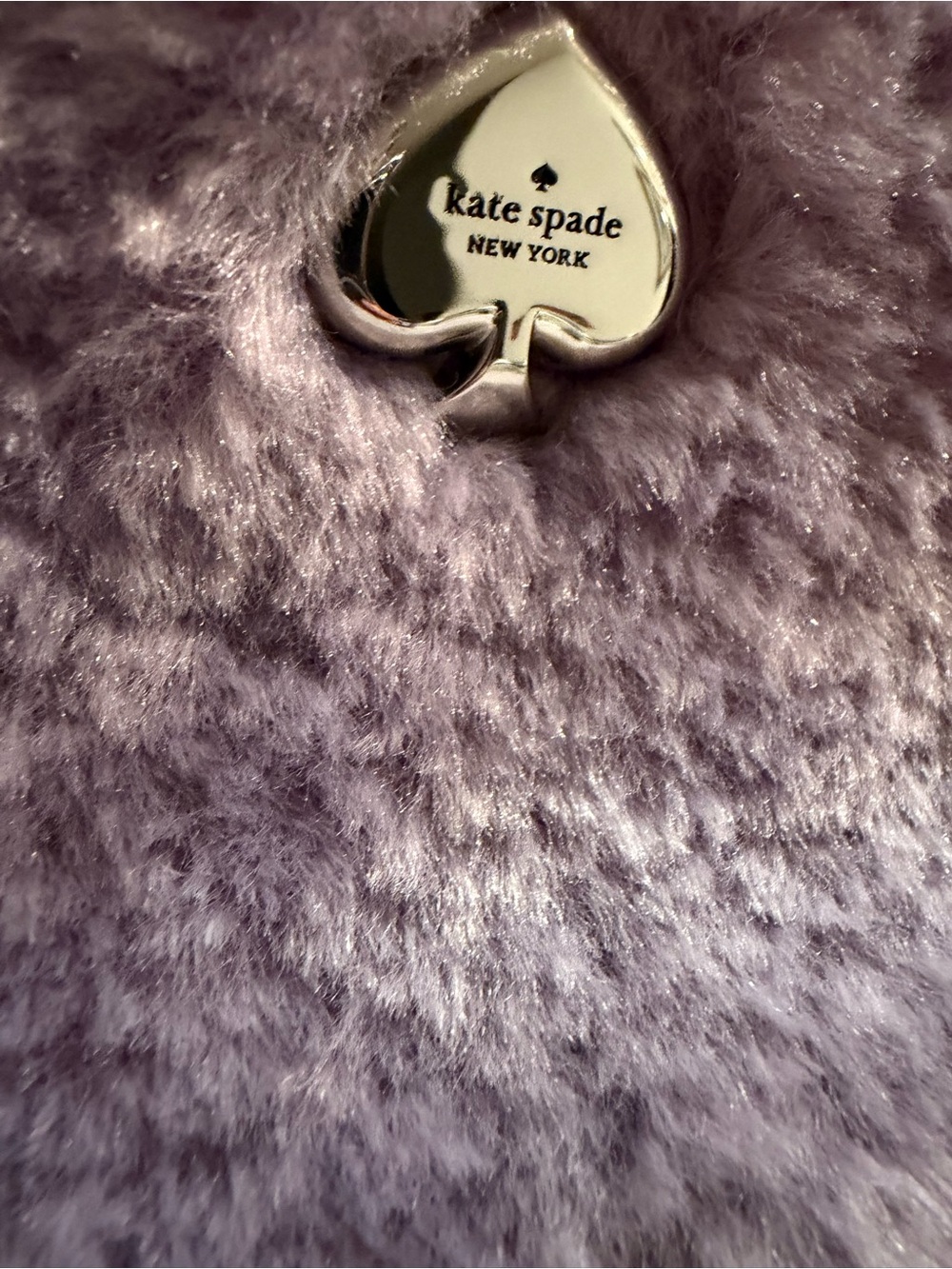kate spade lavender faux-fur shoulder bag with silver spade logo - Picture 11 of 11